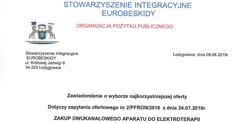 foto:Zawiadomienie o wyborze najkorzystniejszej oferty